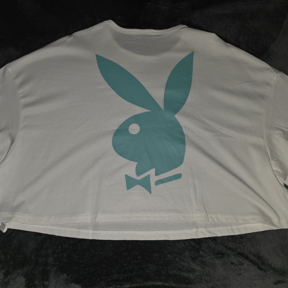PLAYBOYxMISSGUIDED WHITE XL CROP TOP